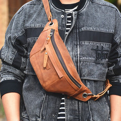 Mens Leather Fanny Pack Waist Bags Mens Hip Pack Bum Bag For Men