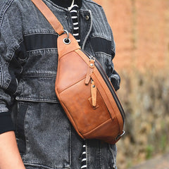 Mens Leather Fanny Pack Waist Bags Mens Hip Pack Bum Bag For Men