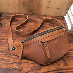 Mens Leather Fanny Pack Waist Bags Mens Hip Pack Bum Bag For Men