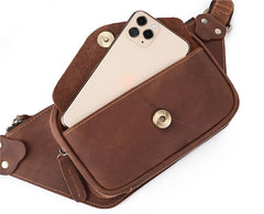 Mens Leather Hip Pack Fanny Pack Belt Bag Bumbag Waist Bags For Men