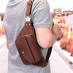 Mens Leather Hip Pack Fanny Pack Belt Bag Bumbag Waist Bags For Men