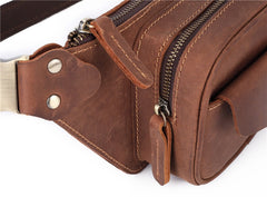 Mens Leather Hip Pack Fanny Pack Belt Bag Bumbag Waist Bags For Men