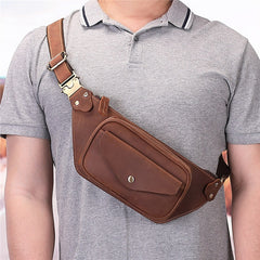 Mens Leather Hip Pack Fanny Pack Belt Bag Bumbag Waist Bags For Men