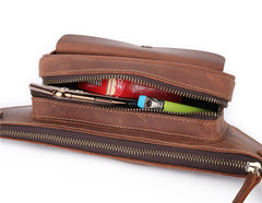 Mens Leather Hip Pack Fanny Pack Belt Bag Bumbag Waist Bags For Men