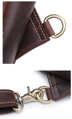 Mens Leather Sling Crossbody Pack Sling Bag Travel Pack Sling Chest Bag For Men
