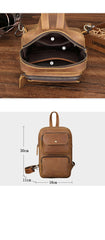 Mens Leather Sling Crossbody Pack Sling Bags Travel Pack Sling Chest Bag For Men