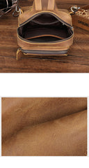 Mens Leather Sling Crossbody Pack Sling Bags Travel Pack Sling Chest Bag For Men