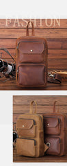 Mens Leather Sling Crossbody Pack Sling Bags Travel Pack Sling Chest Bag For Men