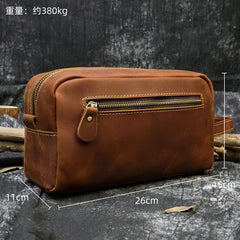 Mens Leather Toiletry Bag Dopp Kit Clutch Wash Kit & Shaving Bags for Bathroom Organizer