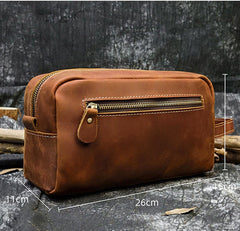 Mens Leather Toiletry Bag Dopp Kit Clutch Wash Kit & Shaving Bag for Bathroom Organizer