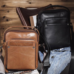 Mens Vertical Messenger Bags Brown Leather Ipad Vertical Side Bags Courier Bag For Men