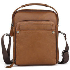 Mens Vertical Messenger Bags Brown Leather Ipad Vertical Side Bags Courier Bag For Men