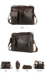 Mens Work Messenger Bags Brown Leather Ipad Casual Side Bags Courier Bag For Men