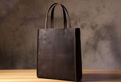 Mens Coffee Black Tote Bag Leather Vintage Cool Handbag Shoulder Bag for Men