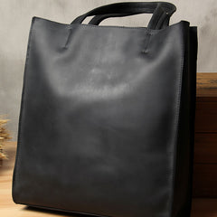 Mens Coffee Black Tote Bag Leather Vintage Cool Handbag Shoulder Bag for Men