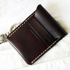 Mens Coffee Leather Slim Front Pocket Wallets Leather Cards Wallet for Men - iwalletsmen