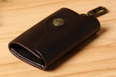 Mens Cool Key Wallet Handmade Leather Car Key Card Holder Car Key Case for Men