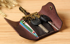 Mens Cool Key Wallet Handmade Leather Car Key Card Holder Car Key Case for Men