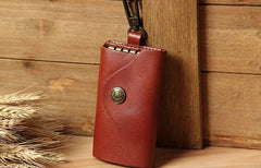 Mens Cool Key Wallet Handmade Leather Car Key Card Holder Car Key Case for Men