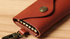 Mens Cool Key Wallet Handmade Leather Car Key Card Holder Car Key Case for Men