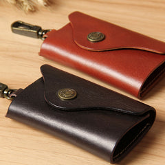 Mens Cool Key Wallet Handmade Leather Car Key Card Holder Car Key Case for Men