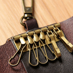 Mens Cool Key Wallet Handmade Leather Car Key Card Holder Car Key Case for Men