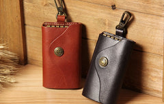 Mens Cool Key Wallet Handmade Leather Car Key Card Holder Car Key Case for Men