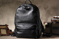 Mens Cool Leather Backpack Black Travel Bag School Bag for Men