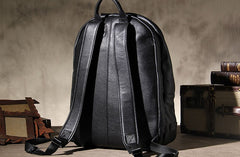 Mens Cool Leather Backpack Black Travel Bag School Bag for Men