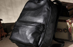 Mens Cool Leather Backpack Black Travel Bag School Bag for Men