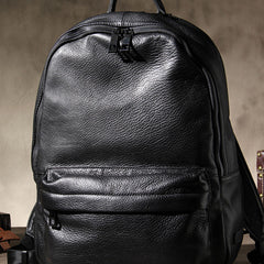 Mens Cool Leather Backpack Black Travel Bag School Bag for Men