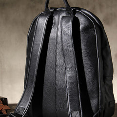 Mens Cool Leather Backpack Black Travel Bag School Bag for Men