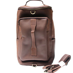 Mens Leather Barrel Backpack Cool Travel Bag Weekender Bag for men - iwalletsmen