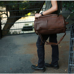 Mens Leather Barrel Backpack Cool Travel Bag Weekender Bag for men - iwalletsmen