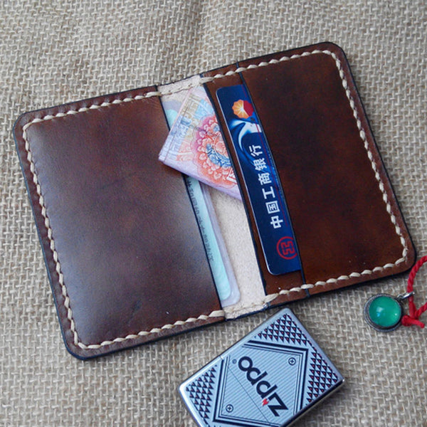 Mens Leather Slim Front Pocket Bifold Small Wallets Card Wallet for Men - iwalletsmen