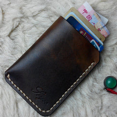 Mens Leather Slim Front Pocket Wallets Leather Cards Wallet for Men - iwalletsmen