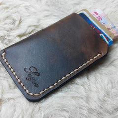 Mens Leather Slim Front Pocket Wallets Leather Cards Wallet for Men - iwalletsmen