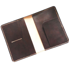 Mens Leather Slim Passport Wallets Coffee Leather Small Travel Wallet for Men - iwalletsmen