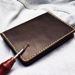 Mens Leather Slim Passport Wallets Coffee Leather Small Travel Wallet for Men - iwalletsmen