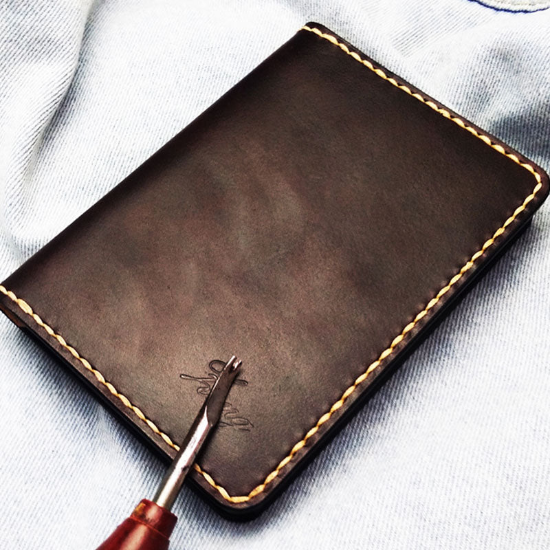 Mens Leather Slim Passport Wallets Coffee Leather Small Travel Wallet for Men - iwalletsmen