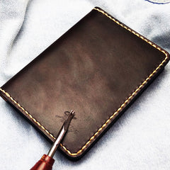 Mens Leather Slim Passport Wallets Coffee Leather Small Travel Wallet for Men - iwalletsmen