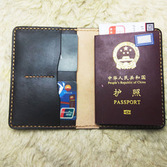 Mens Leather Slim Passport Wallets Coffee Leather Small Travel Wallet for Men - iwalletsmen