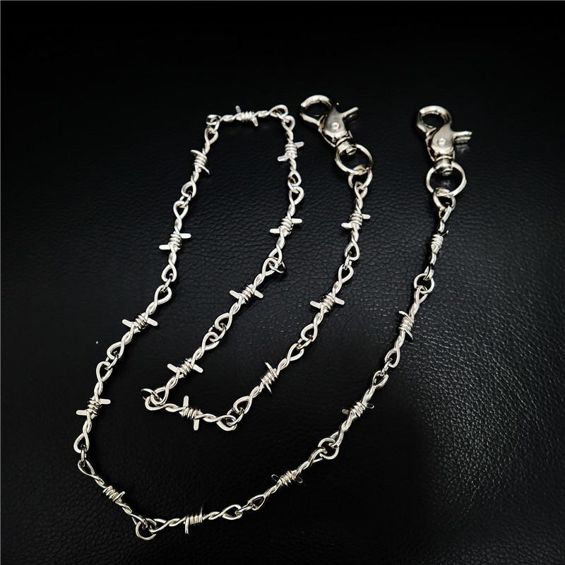 ZJ Badass Silver Mens Thorns Pants Chain Biker Wallet Chain Long Jeans Chain Jean Chains for Men