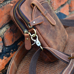Vintage Brown Leather Men's Cell Phone Holsters Brown Belt Pouch Mini Side Bag For Men - iwalletsmen
