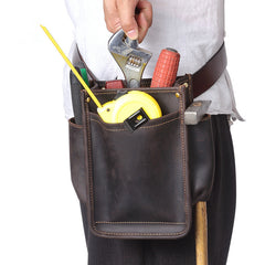 Cool Men's Leather Tool Pouch electrician tool bag Belt Pouch For Men - iwalletsmen