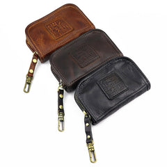 Vintage Brown Leather Men's Car Key Wallet Black Key Zipper Wallet For Men - iwalletsmen