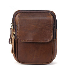 Flap Leather Men's Cell Phone Holster Leather Belt Pouch Belt Bag For Men 