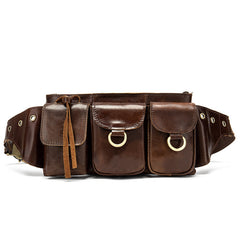 Vintage Brown Leather Men's Fanny Pack Waist Bag Brown Hip Pack Belt Bag For Men - iwalletsmen
