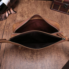 Vintage Brown Leather Men's Fanny Pack Coffee Chest Bag Waist Bag For Men - iwalletsmen