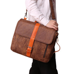 Cool Brown Leather Men's Messenger Bag Handbag Backpack Briefcase For Men - iwalletsmen